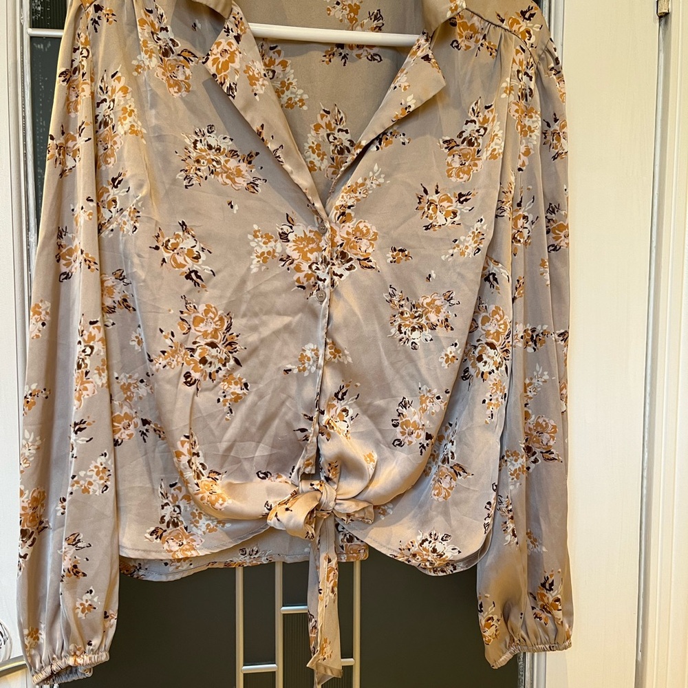 Women’s blouse. Long sleeve. Silk chiffon floral. Very light weight. Beautiful